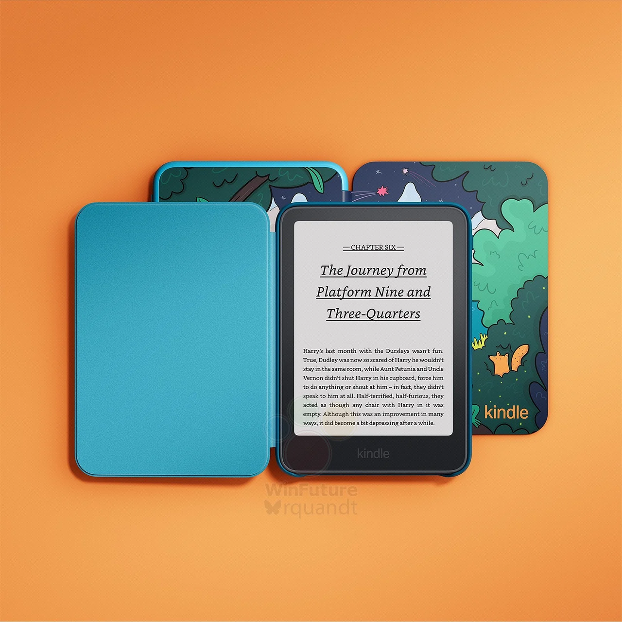 A vibrant array of the new 12th Generation Amazon Kindle devices featuring rounded E-Ink screens and ergonomic designs