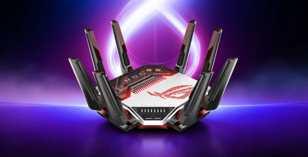 ASUS ROG Rapture GT-BN98 Wi-Fi 8 gaming router with eight external antennas