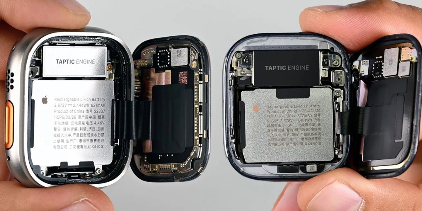 iFixit technician performing an Apple Watch teardown on the Series 12 and Ultra 4 smartwatches