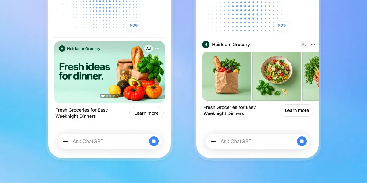 ChatGPT image ads displayed alongside AI-generated content
