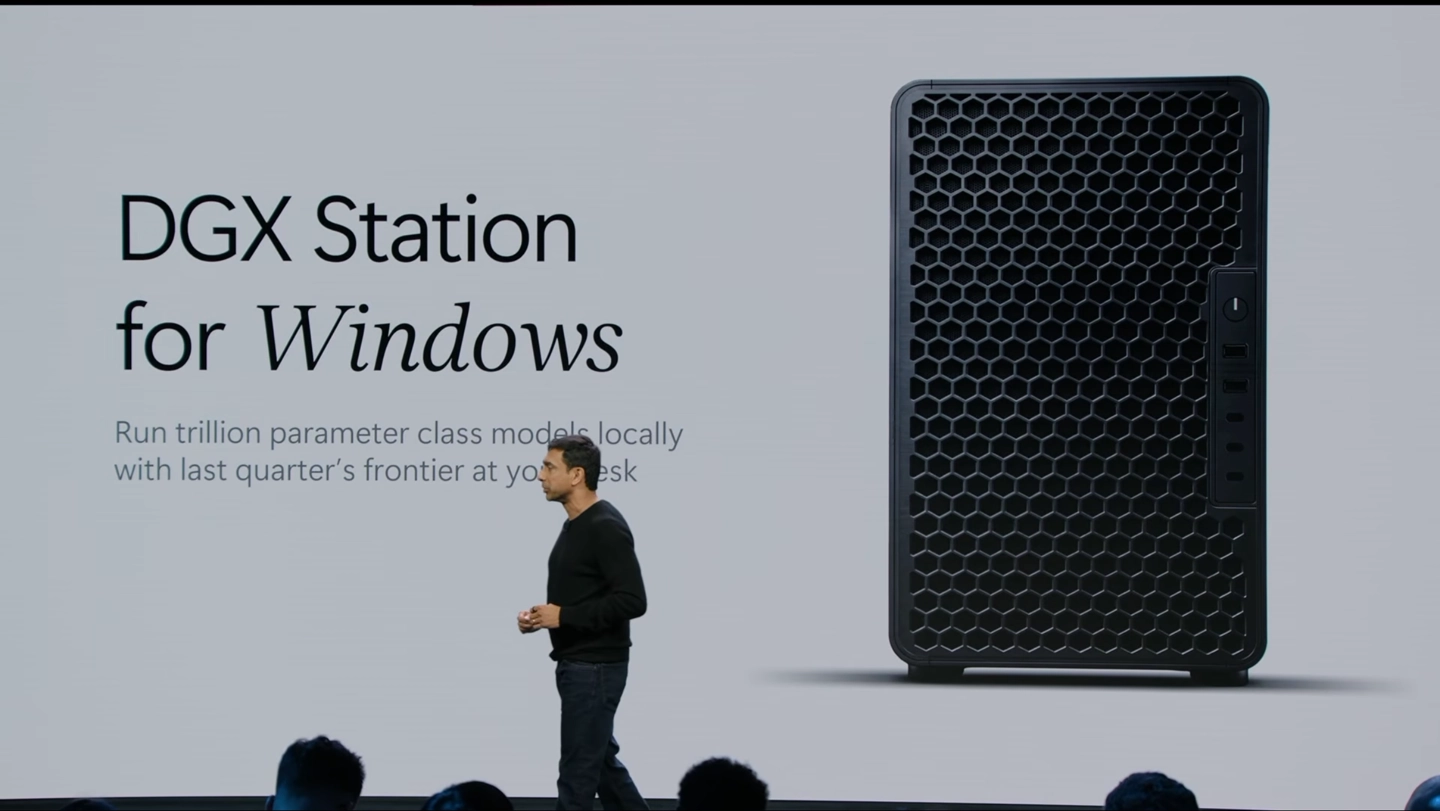Nvidia DGX Station for Windows desktop AI supercomputer showing Grace Blackwell Ultra hardware