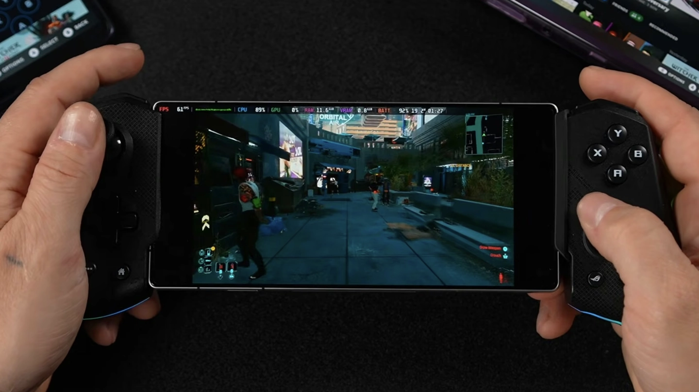DroidDeck interface running Steam PC games on an Android smartphone