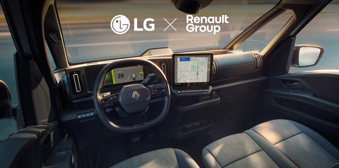 LG integrated cockpit with a digital dashboard and infotainment for the Renault Trafic E-Tech software-defined vehicle