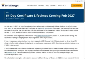 Let’s Encrypt Cuts SSL Certificate Validity to 64 Days
