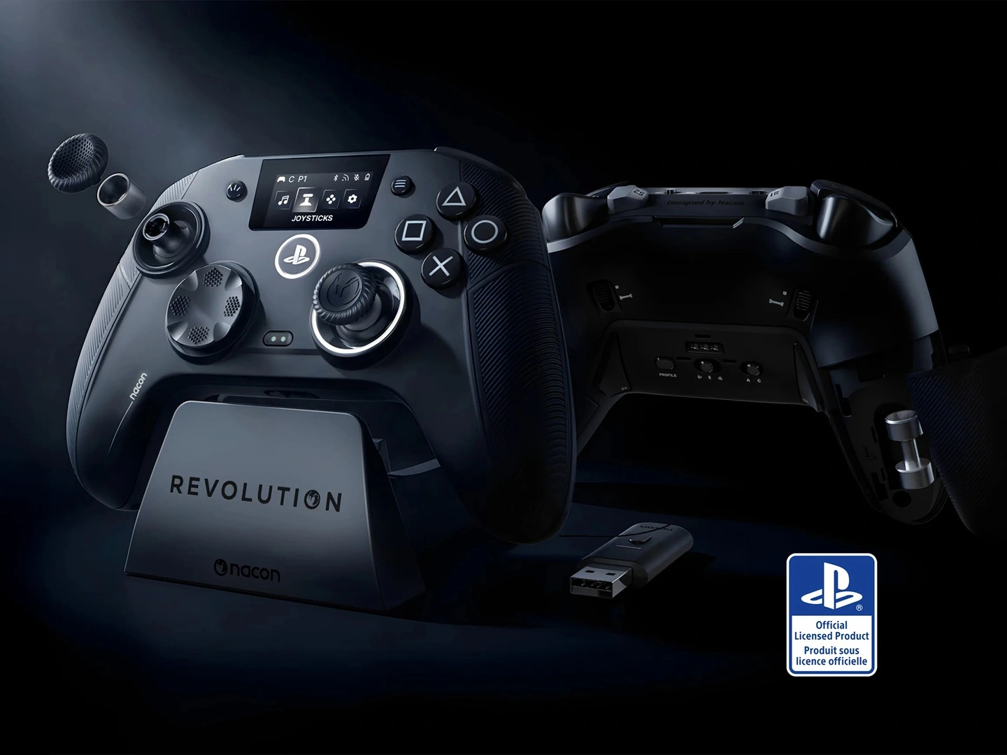 Nacon Revolution 5 Unlimited PS5 gaming controller with magnetic charging base