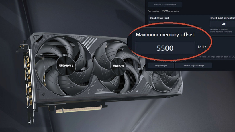 Gigabyte RTX 5070 Ti graphics card undergoing an extreme overclock to 39 Gbps GDDR7 memory