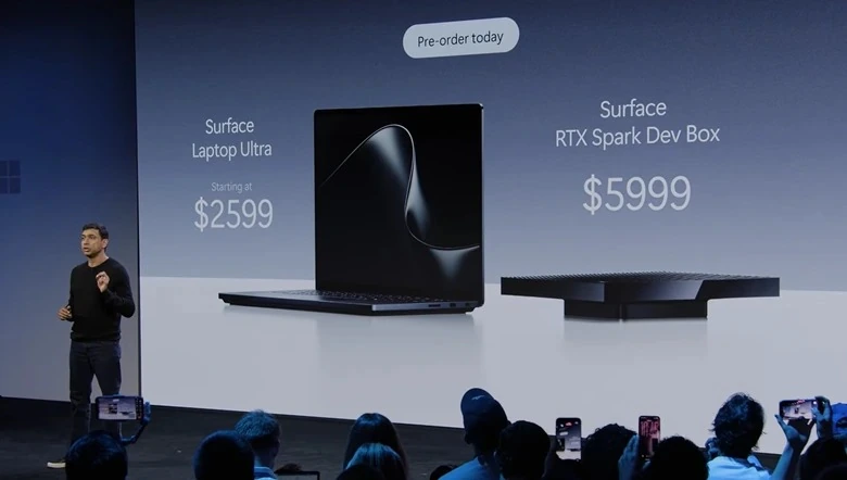 Microsoft Surface Laptop Ultra presented during the official launch event showcasing its sleek design