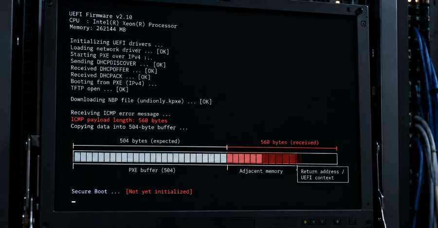 Computer screen showing UEFI firmware vulnerability warning