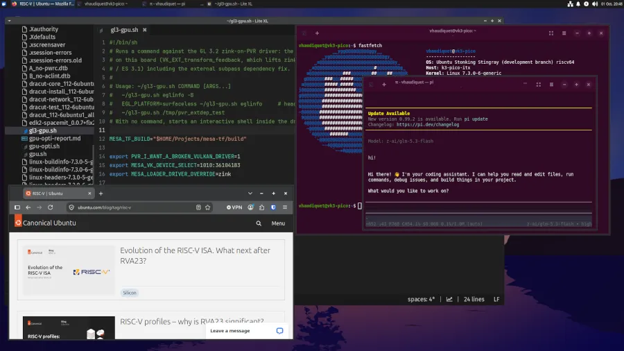 Ubuntu Desktop RISC-V interface running on SpacemiT K3 hardware