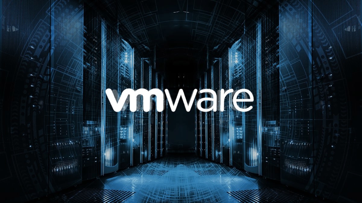 A server rack displaying warning signs for critical VMware vCenter vulnerabilities