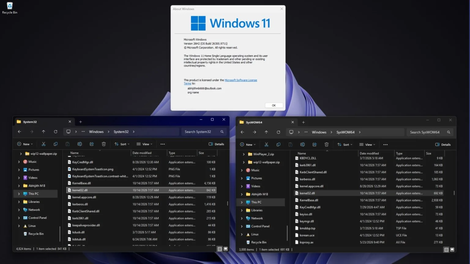 Windows 11 system architecture displaying System32 and SysWOW64 directories