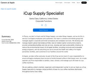 Apple Hiring an iCup Supply Specialist