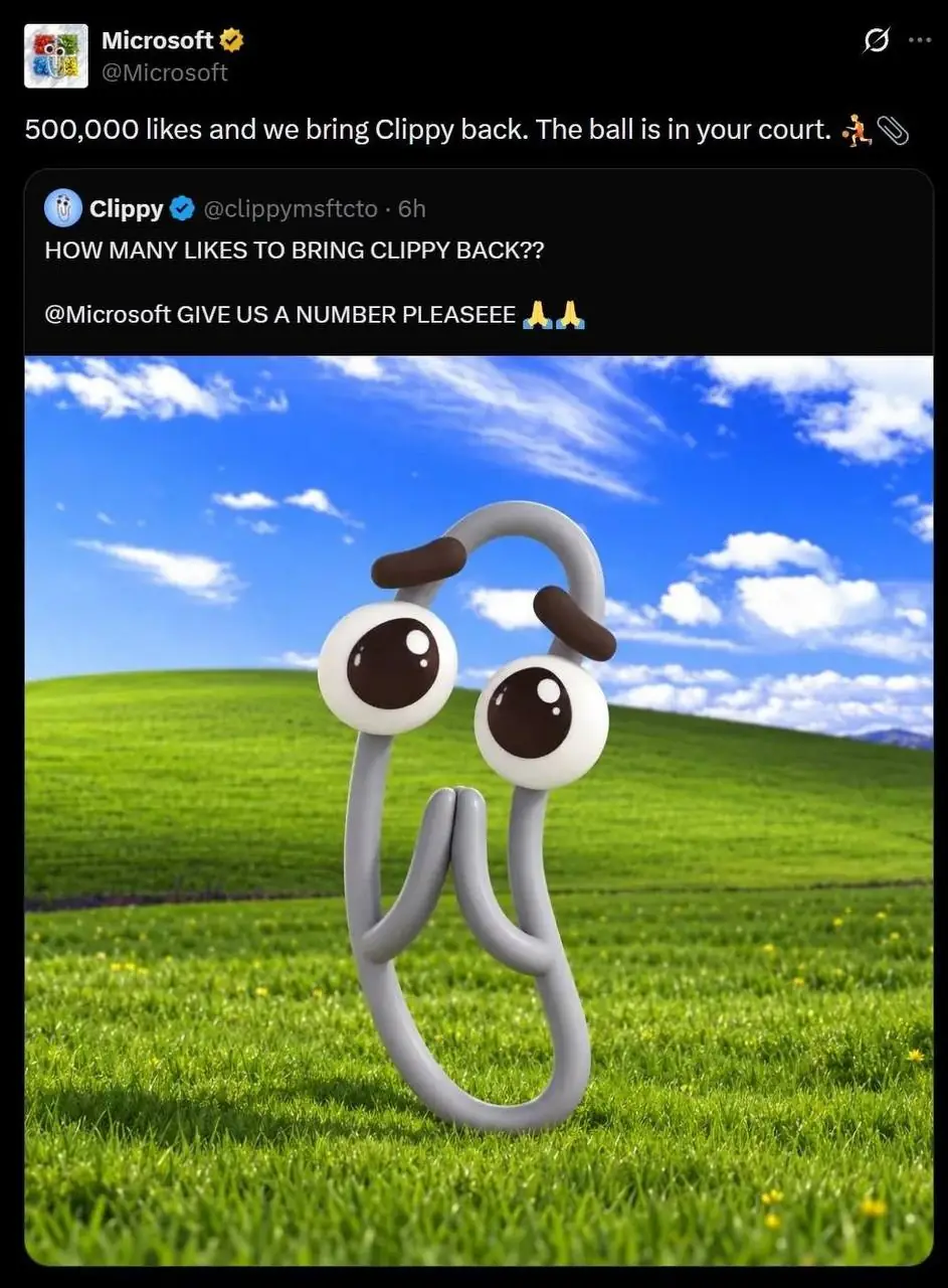 Microsoft X account hijacked to promote a fake Clippy cryptocurrency scam
