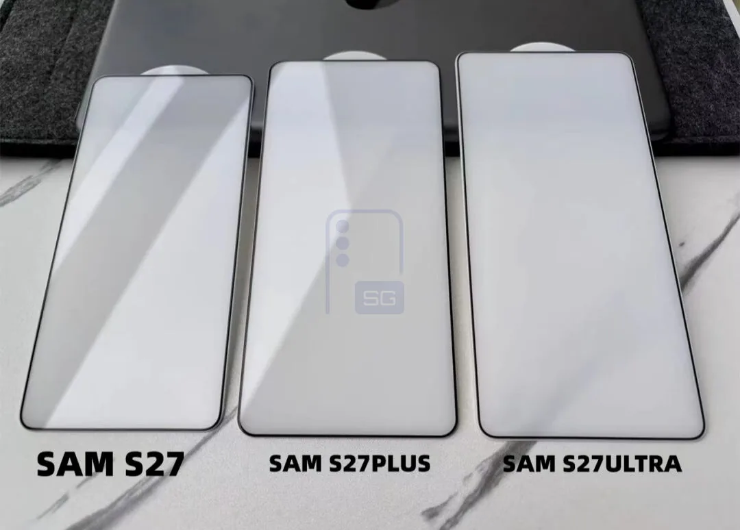 Samsung Galaxy S27 series tempered glass screen protectors revealing display sizes